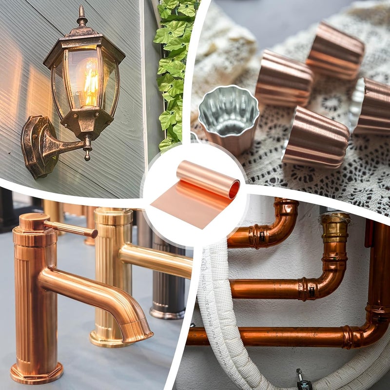 uxcell لفافة ورقة نحاس نقي، بسماكة 0.03 مم 32Ga نحاس T2 1070 مم × 102 مم/3.5 قدم × 4 بوصة شريط نحاس لامع لاصلاحات المنزل الكهربائية - Image 5